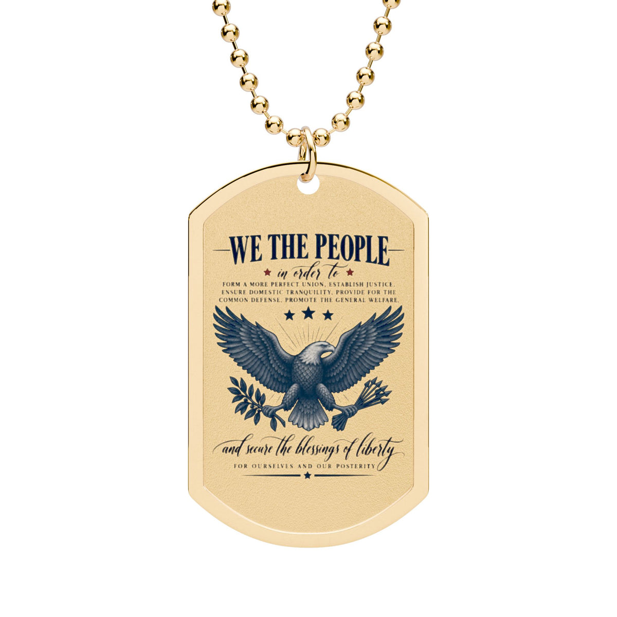 Patriotic 'We The People' Eagle Dog Tag Necklace