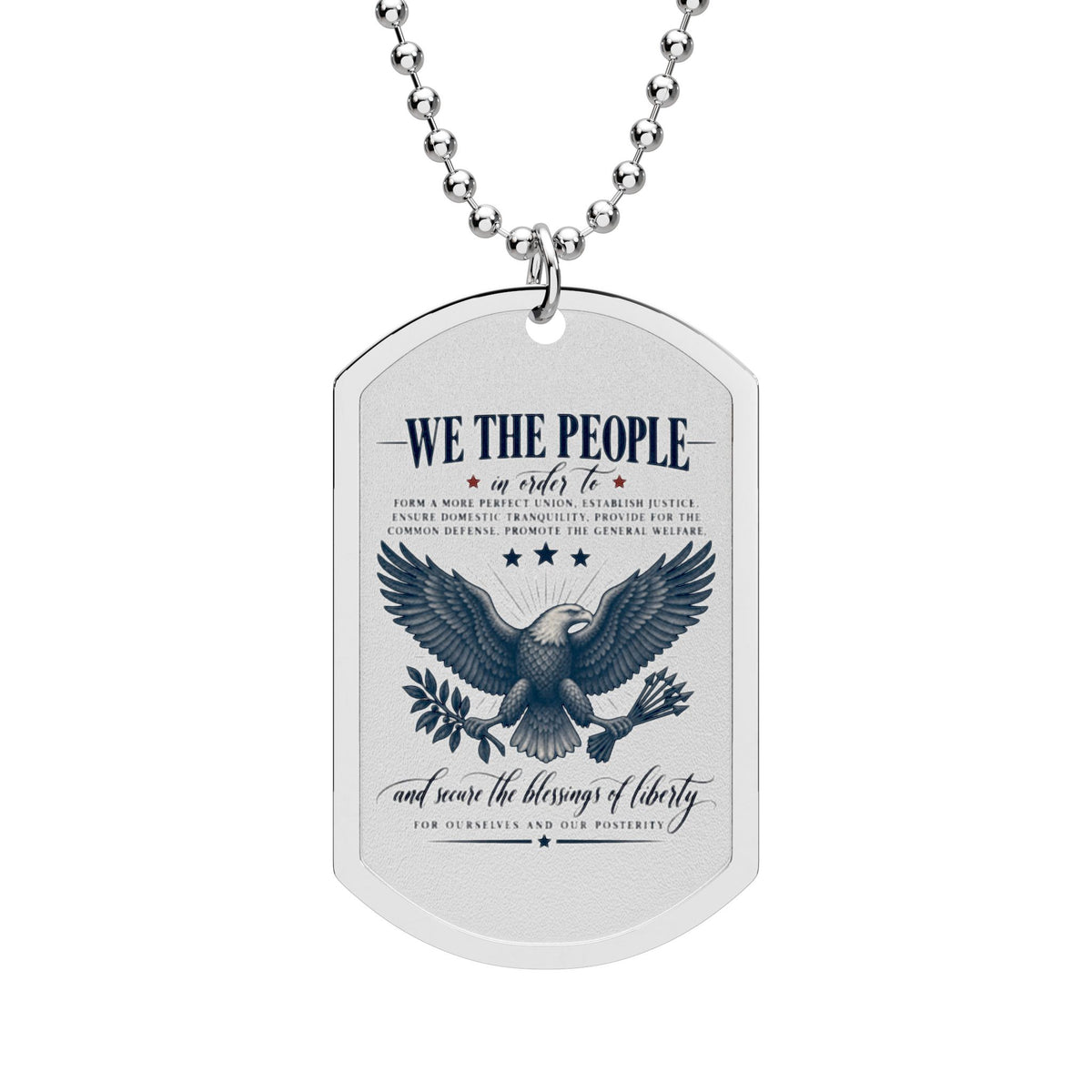 Patriotic 'We The People' Eagle Dog Tag Necklace